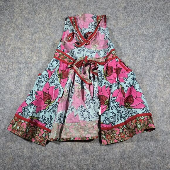 Paper Source Colorful Floral Print Apron Dress Skirt Deep Pockets Adjustable - Picture 2 of 7